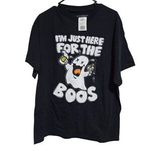 Im Just Here For The Boos Ghost Graphic T-Shirt Mens Size XL Halloween Black
